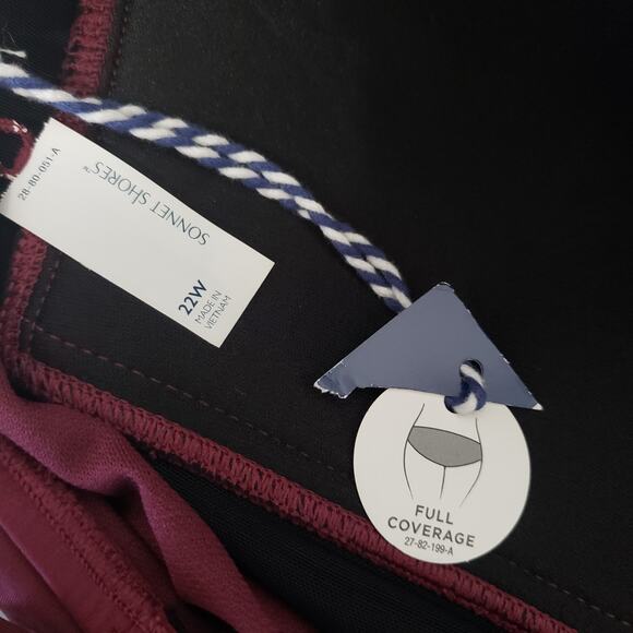 NEW!! Sonnet Shores Plus Size 22W Burgundy Ruched Front One Piece Swimsuit - Picture 4 of 12